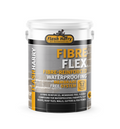 A product listing screenshot for Flash Harry Fibre Flex Grey 25LT paint. The image shows a white plastic can of grey fibre flex paint with a black and orange label, displayed on a white mobile app page under the brand Noac's Market.
